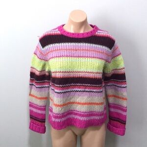 Express Jeans Wool Stripe Knit Sweater Pink Purple
